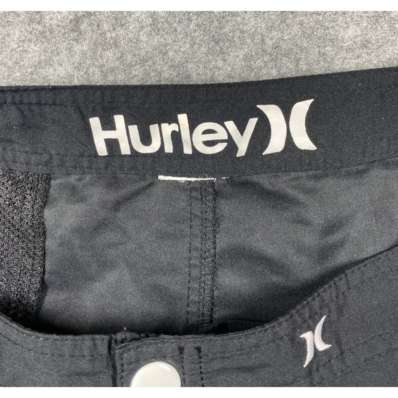 Hurley Swim Shorts Mens Black Pink Large? Side Logo 8.5" Inseam - Picture 11 of 15